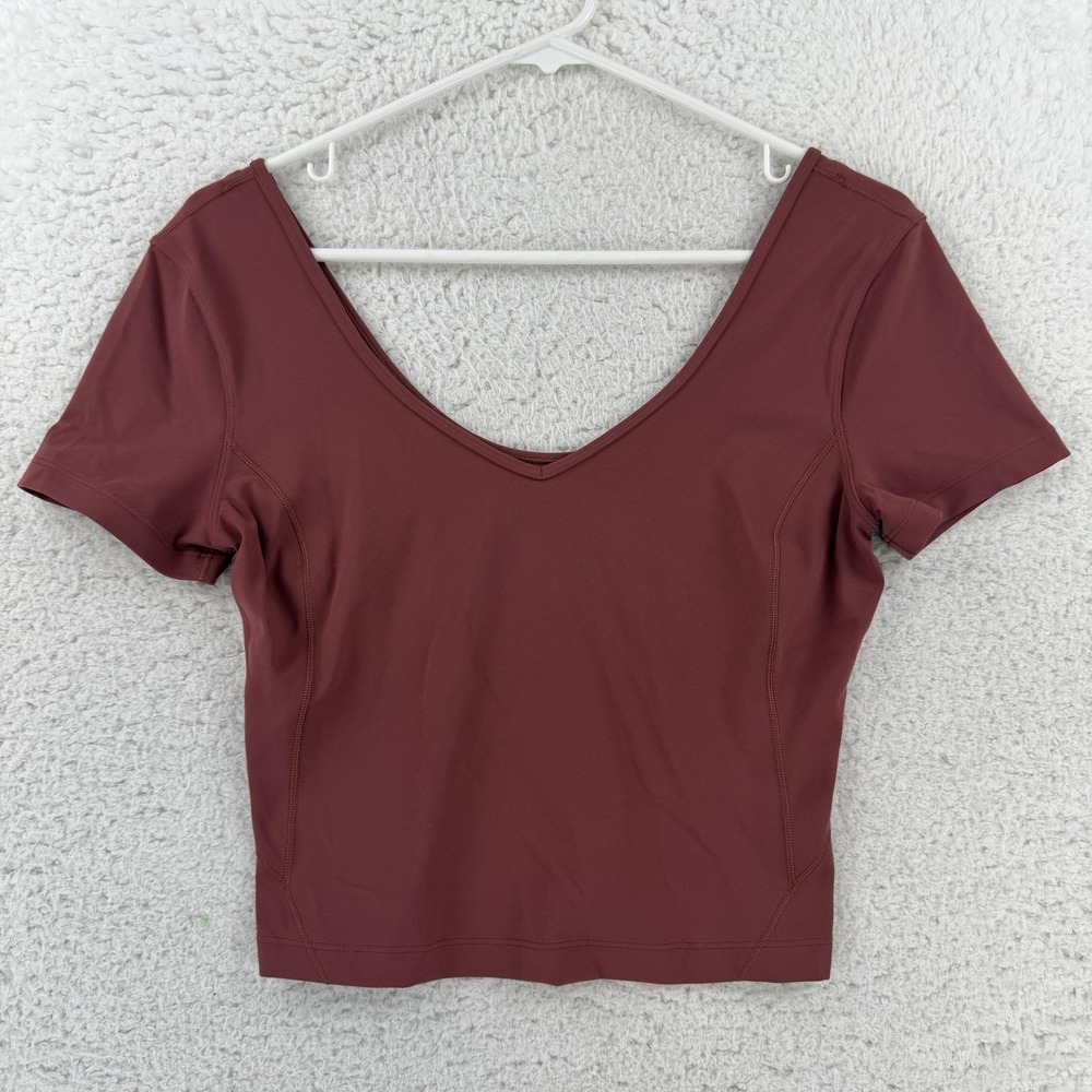 Lululemon Align Shirt Womens Small Red Cropped V-Neck  Yoga Top Athletic